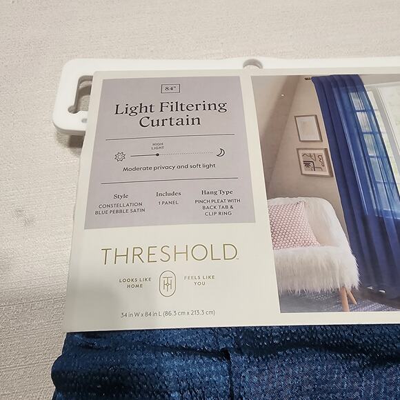 Threshold light filtering curtain L84'' x W34'' Constellation Blue pebble stain - Picture 2 of 6
